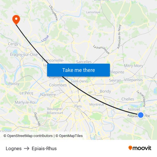 Lognes to Epiais-Rhus map