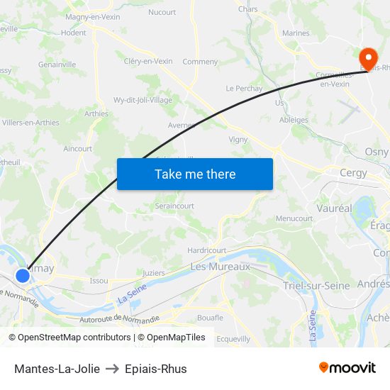 Mantes-La-Jolie to Epiais-Rhus map