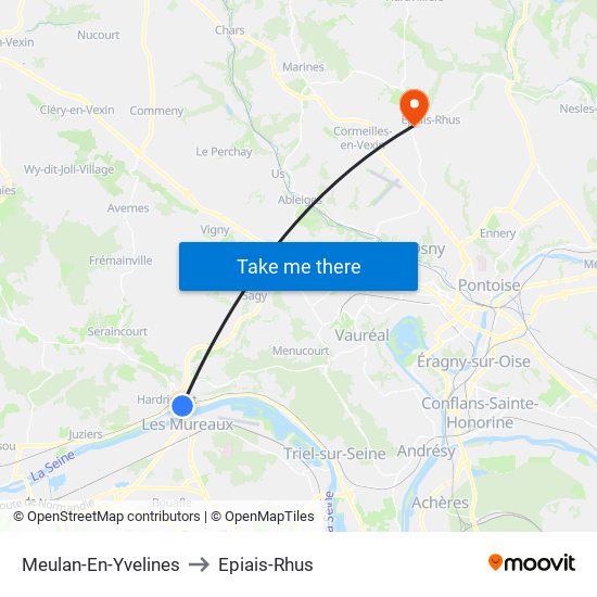 Meulan-En-Yvelines to Epiais-Rhus map