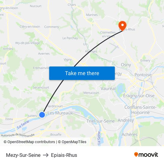 Mezy-Sur-Seine to Epiais-Rhus map