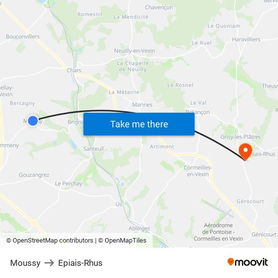 Moussy to Epiais-Rhus map
