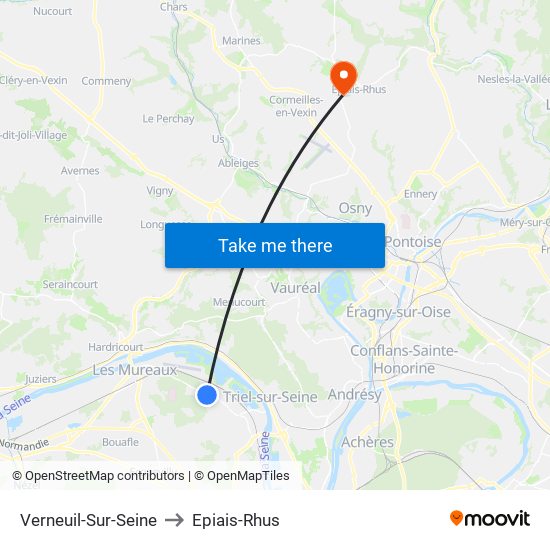 Verneuil-Sur-Seine to Epiais-Rhus map