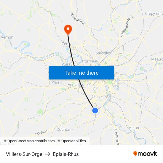 Villiers-Sur-Orge to Epiais-Rhus map