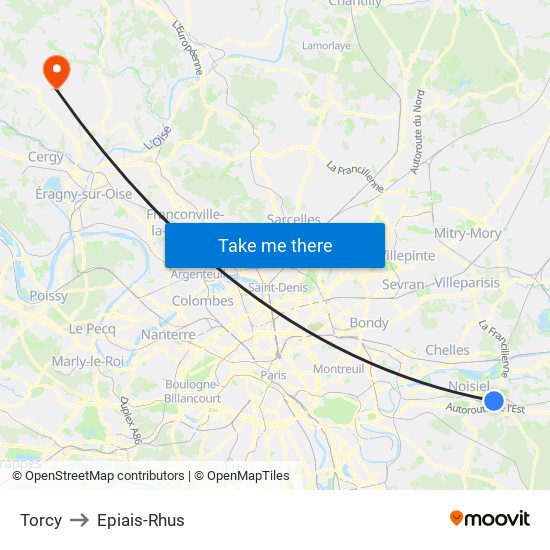 Torcy to Epiais-Rhus map