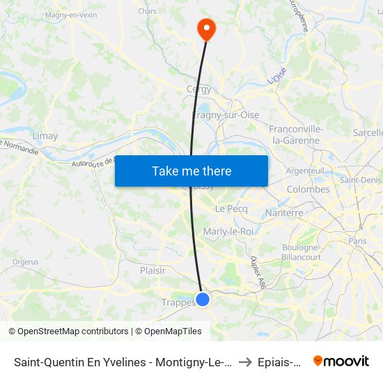 Saint-Quentin En Yvelines - Montigny-Le-Bretonneux to Epiais-Rhus map