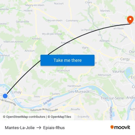 Mantes-La-Jolie to Epiais-Rhus map
