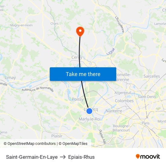 Saint-Germain-En-Laye to Epiais-Rhus map
