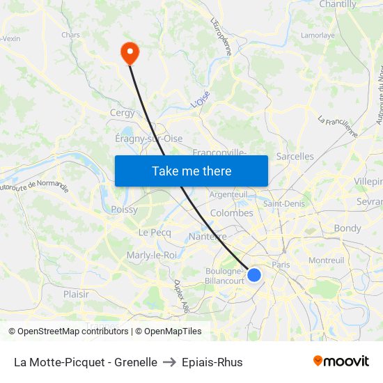 La Motte-Picquet - Grenelle to Epiais-Rhus map
