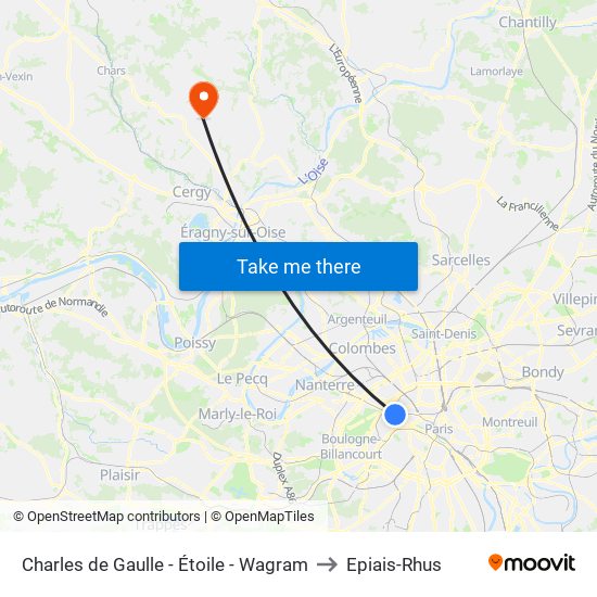 Charles de Gaulle - Étoile - Wagram to Epiais-Rhus map