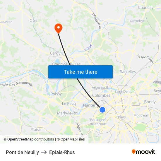 Pont de Neuilly to Epiais-Rhus map