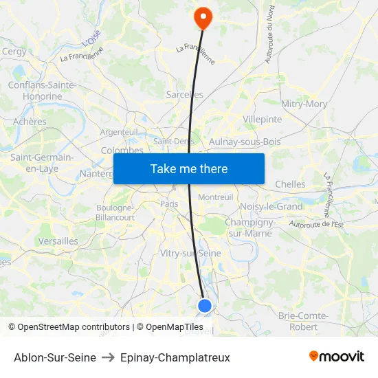 Ablon-Sur-Seine to Epinay-Champlatreux map