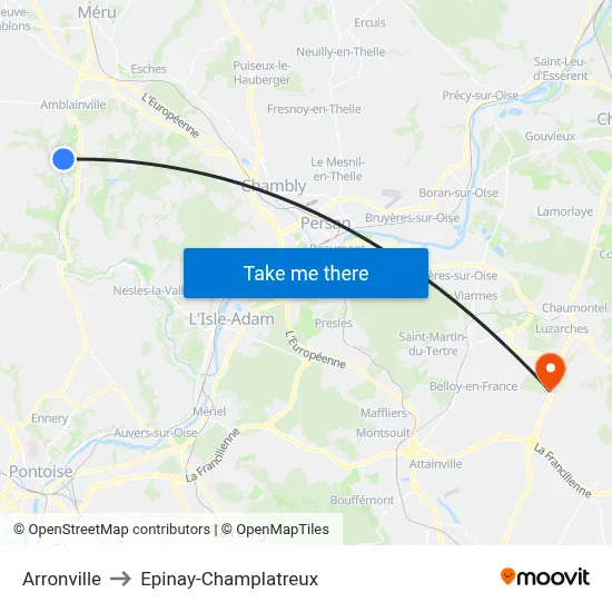 Arronville to Epinay-Champlatreux map