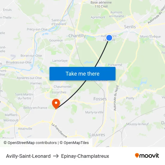 Avilly-Saint-Leonard to Epinay-Champlatreux map