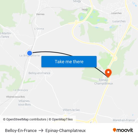 Belloy-En-France to Epinay-Champlatreux map