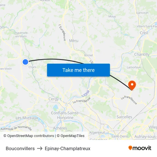 Bouconvillers to Epinay-Champlatreux map