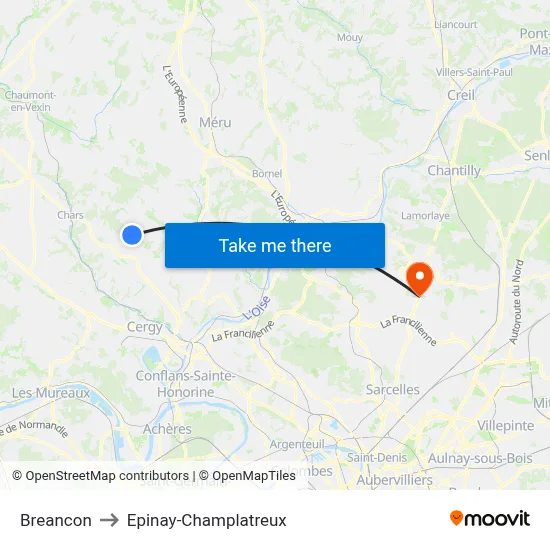 Breancon to Epinay-Champlatreux map