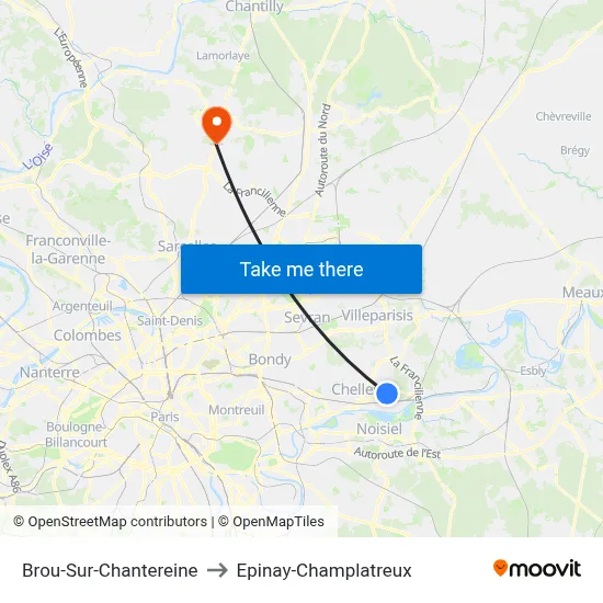 Brou-Sur-Chantereine to Epinay-Champlatreux map