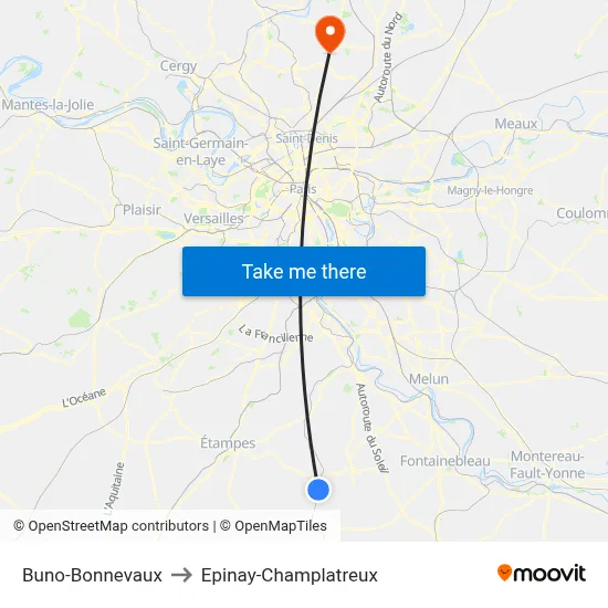 Buno-Bonnevaux to Epinay-Champlatreux map