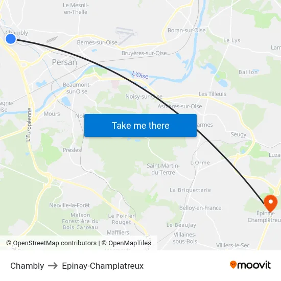 Chambly to Epinay-Champlatreux map
