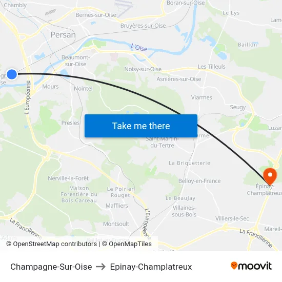Champagne-Sur-Oise to Epinay-Champlatreux map