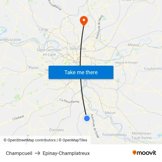 Champcueil to Epinay-Champlatreux map