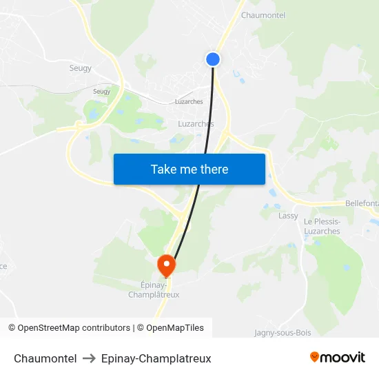 Chaumontel to Epinay-Champlatreux map