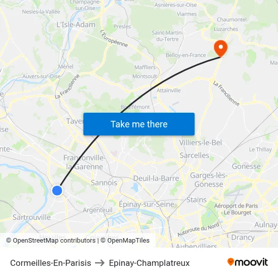 Cormeilles-En-Parisis to Epinay-Champlatreux map