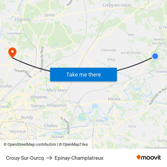 Crouy-Sur-Ourcq to Epinay-Champlatreux map