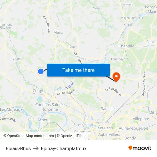 Epiais-Rhus to Epinay-Champlatreux map