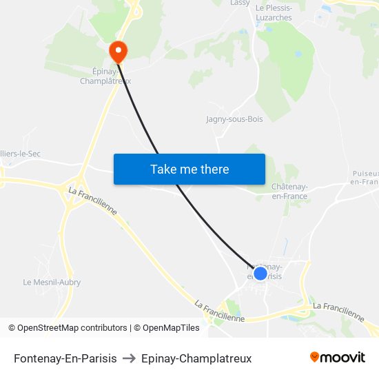 Fontenay-En-Parisis to Epinay-Champlatreux map