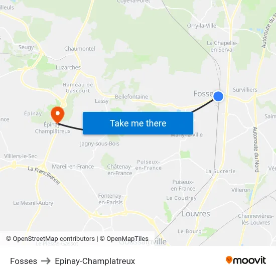 Fosses to Epinay-Champlatreux map