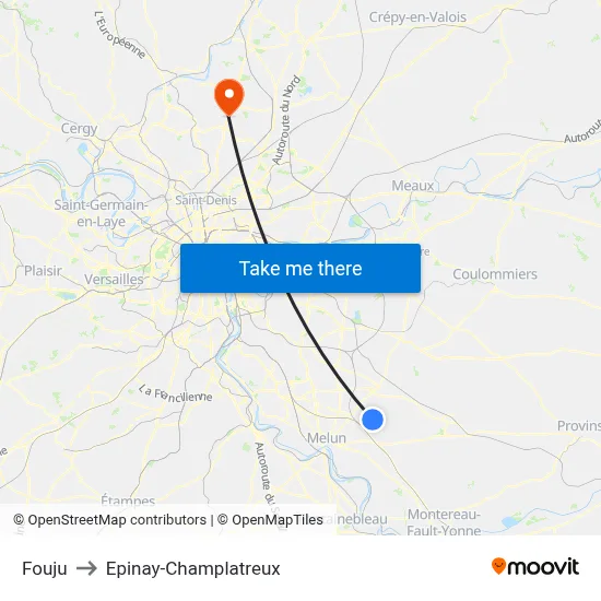 Fouju to Epinay-Champlatreux map