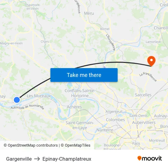 Gargenville to Epinay-Champlatreux map