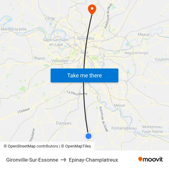 Gironville-Sur-Essonne to Epinay-Champlatreux map