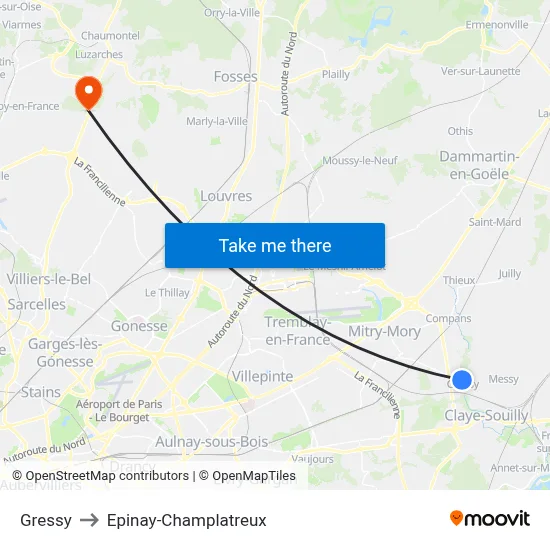 Gressy to Epinay-Champlatreux map