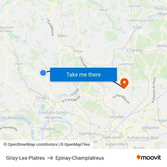 Grisy-Les-Platres to Epinay-Champlatreux map