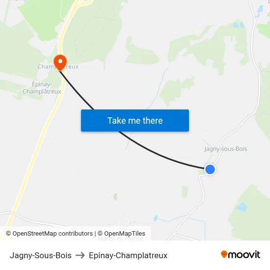 Jagny-Sous-Bois to Epinay-Champlatreux map