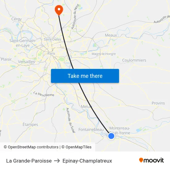 La Grande-Paroisse to Epinay-Champlatreux map