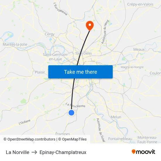 La Norville to Epinay-Champlatreux map