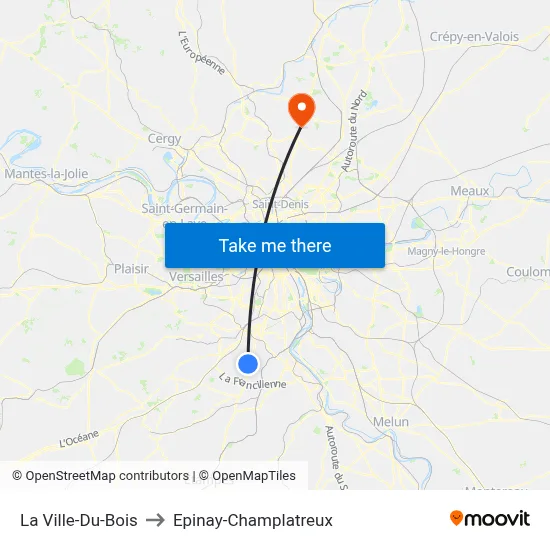 La Ville-Du-Bois to Epinay-Champlatreux map