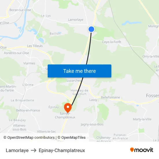 Lamorlaye to Epinay-Champlatreux map
