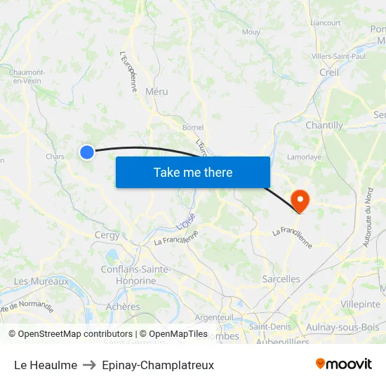 Le Heaulme to Epinay-Champlatreux map