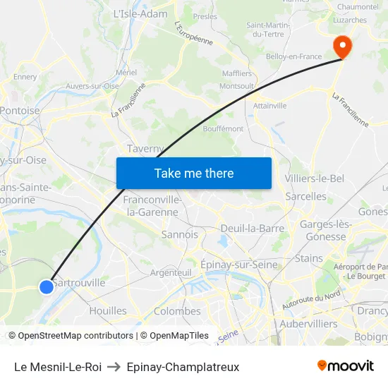 Le Mesnil-Le-Roi to Epinay-Champlatreux map