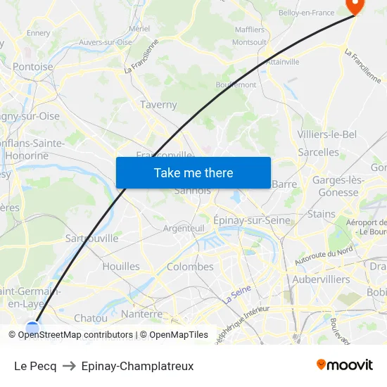 Le Pecq to Epinay-Champlatreux map