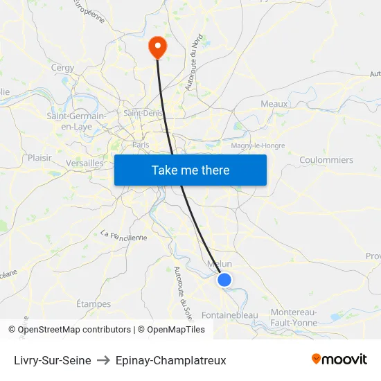 Livry-Sur-Seine to Epinay-Champlatreux map