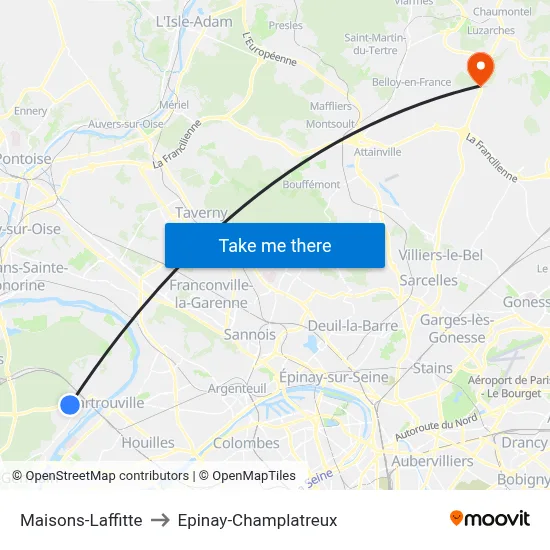 Maisons-Laffitte to Epinay-Champlatreux map
