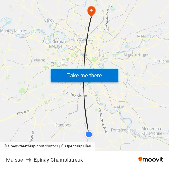 Maisse to Epinay-Champlatreux map