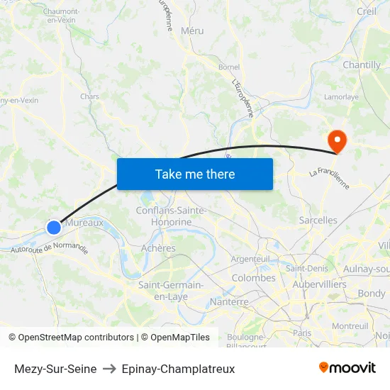 Mezy-Sur-Seine to Epinay-Champlatreux map