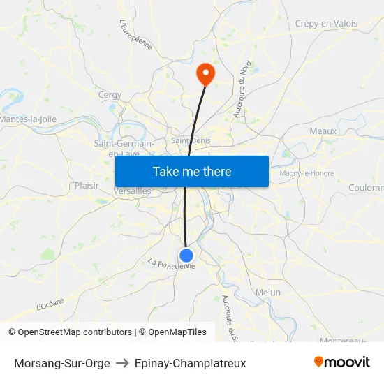 Morsang-Sur-Orge to Epinay-Champlatreux map
