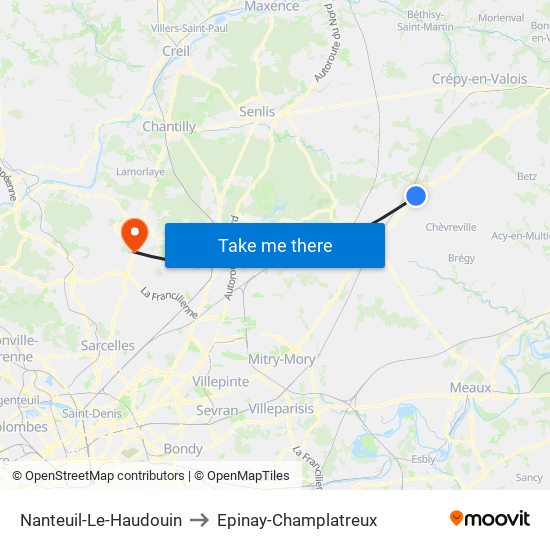 Nanteuil-Le-Haudouin to Epinay-Champlatreux map